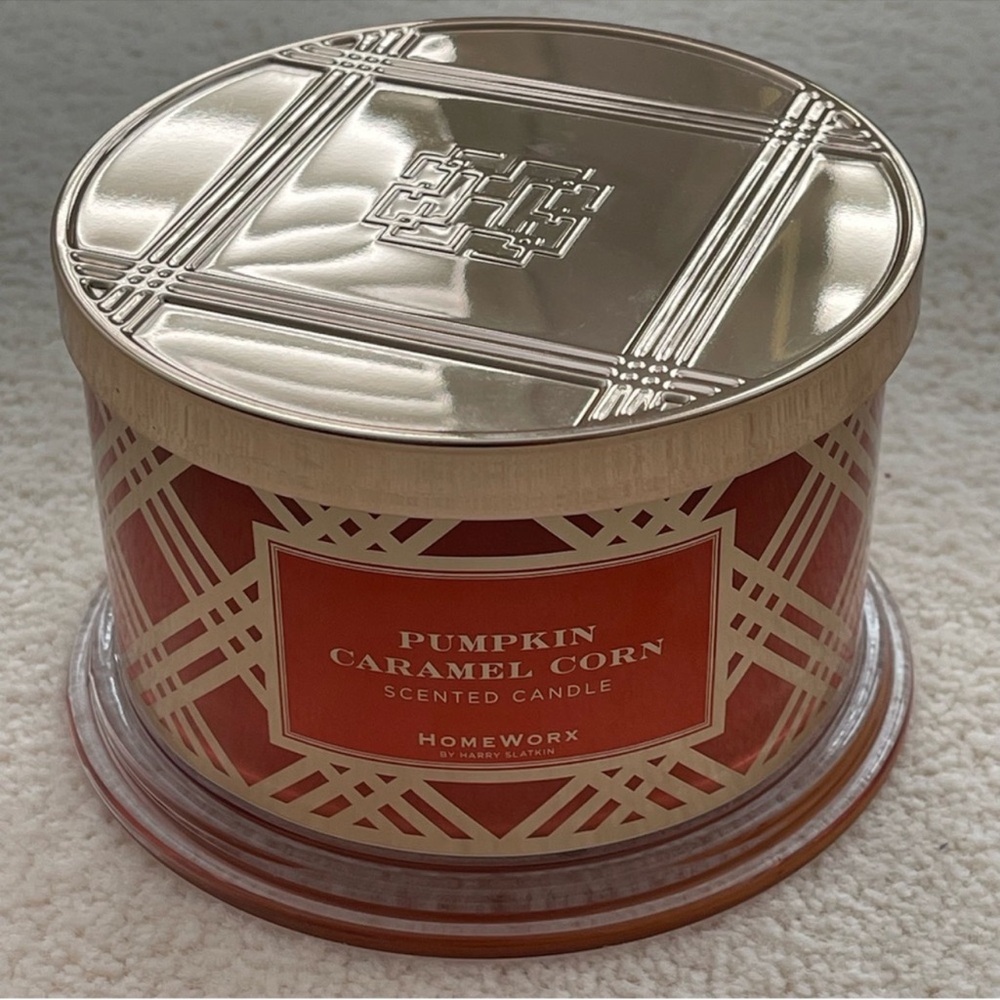 HomeWorx Pumpkin Caramel Corn Candle by Slatkin & Co. 3 Wick